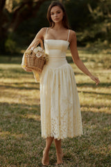 Lemon Custom Lace + Broderie Anglaise Midi Sundress