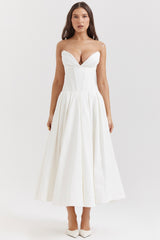 White Strapless Midi Dress