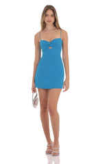 Front Twist Dress in Aqua Blue
