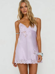 Aloura Spliced Lace Mini Dress Lilac