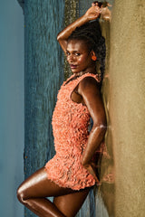 Sorbet Plunge Floral Appliqué Mini Dress