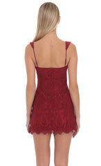 Lace Mini Dress in Red