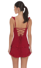 Ruffle Bodycon Dress in Red