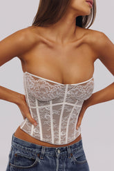White Lace Boned Corset Top