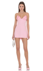 Embellished Mini Dress in Pink