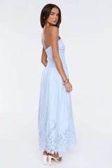 Effortless Statement Strapless Maxi Dress Blue