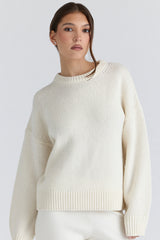 Ivory Wool Chunky Knit Sweater