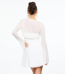 Sheer Mesh Flared Sleeve Bolero
