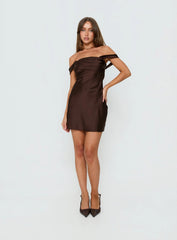 Zabbarra Off The Shoulder Mini Dress Chocolate