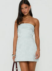 Dakhoda Strapless Mini Dress Light Blue