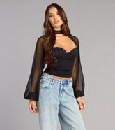 Sheer Drama Mesh Long Sleeve Topper