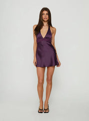 Odyssa Halter Mini Dress Purple