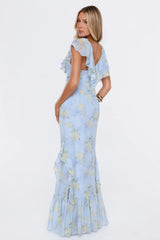 Romantic Bloom Maxi Dress Blue