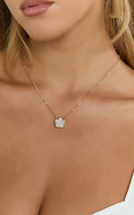 Britt Clover Pendant Necklace in Gold/White