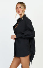 Kalpena Shirt - Ruched Side Oversized Shirt in Black