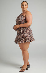 Sherlena Mini Dress - One Shoulder Dress in Leopard