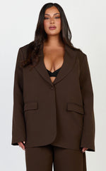 Selena Blazer - Oversized Single Breasted Blazer in Brown