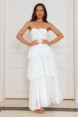 Frost Flare Strapless Maxi Dress White