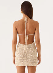Sylvara Crochet Mini Dress - Ivory