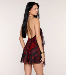 Wild Card Chiffon Halter Mini Dress