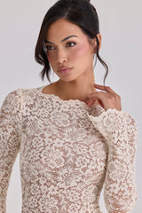 Vintage Ivory Lace Long Sleeve Bodysuit