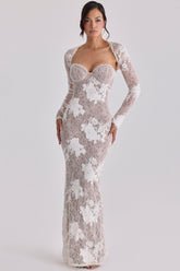 Ivory Embroidered Lace Maxi Dress - Limited Edition