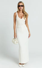 Stella Maxi Skirt - High Waisted Pencil Skirt in Stone