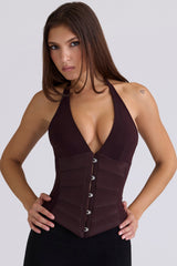 Chocolat Satin Waist Cinch Corset Top
