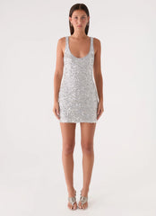 Alula Sequin Mini Dress - Silver
