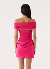 Farida Off Shoulder Mini Dress - Fuchsia