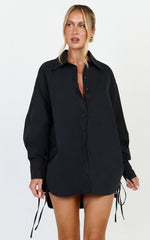 Kalpena Shirt - Ruched Side Oversized Shirt in Black