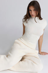 Ivory Wool Boucle Knit Top