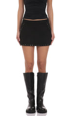 Studded Suede Skirt in Black