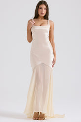 Champagne Chiffon Floor Length Gown