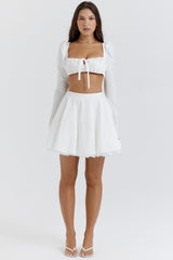 White Bow Mini Skirt