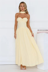 Sparkle In Her Step Strapless Maxi Dress Yellow