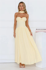 Sparkle In Her Step Strapless Maxi Dress Yellow