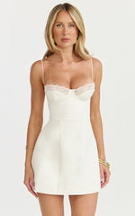Benson Mini Dress - Sweetheart Fit And Flare Tulip Dress in Off White