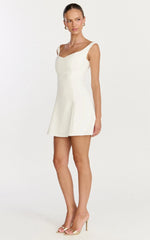 Jayce Mini Dress - Off The Shoulder A Line Dress in White