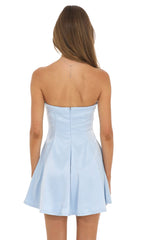 Strapless Satin Dress in Blue