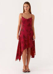 Jasiel Midi Dress - Cherry Rose