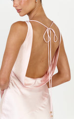 Adilah Maxi Dress - Cowl Neck Satin Dress in Light Pink