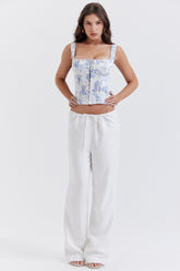Ivory Linen Mix Trousers