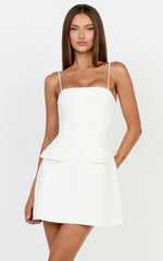 Katia Mini Dress - Strappy Corset A Line Dress in White