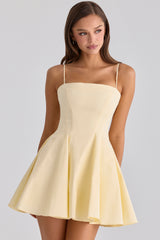 Lemon Cotton Flared Mini Sundress