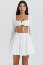 White Bow Mini Skirt