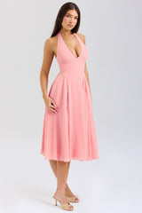 Peach Georgette Halter Sundress