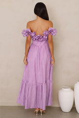 Magnetic Energy Off Shoulder Maxi Dress Lilac