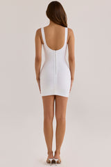 True White Scoop Neck Bandage Mini Dress