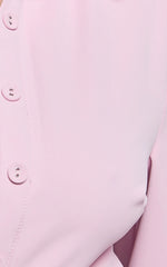 Wanda Mini Dress - Long Sleeve Faux Wrap Dress in Pink